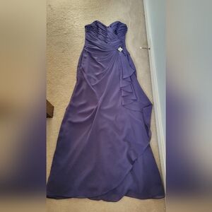 Elegant Strapless Purple Evening Gown
